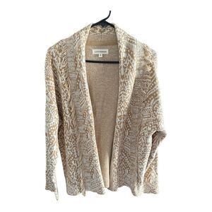 Lucky Brand Brown and Cream Women's Cardigan with Fringe Detail